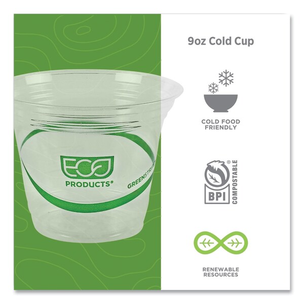 Eco-Products GreenStripe Renewable and Compostable Cold Cups - 9 oz, PK1000 PK - EP-CC9S-GS