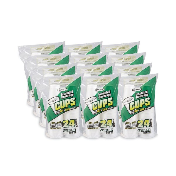 Dart Small Foam Drink Cups, 12 oz, White, 288PK - 12JP24