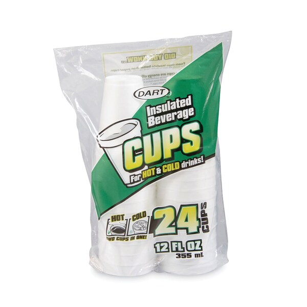 Dart Small Foam Drink Cups, 12 oz, White, 288PK - 12JP24