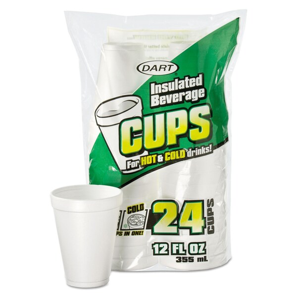 Dart Small Foam Drink Cups, 12 oz, White, 288PK - 12JP24