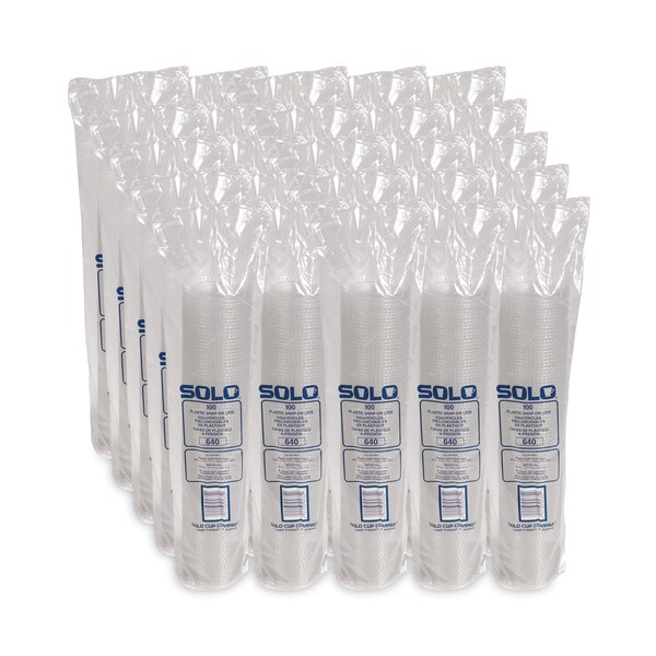 Solo PETE Flat Straw-Slot Cold Cup Lids, Fits 12 oz Cups, Clear, 2500PK - 640TS