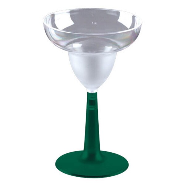 Gb Gifts 12Oz. Clear- Green Plastic Margarita Glass With Green Base, 96PK - GB69283