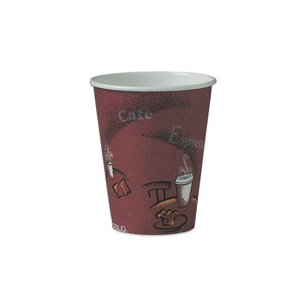 Dart SOLO BISTRO DESIGN HOT DRINK CUPS, PAPER, 8OZ, MAROON, 50/BAG, 20 BAGS/CARTON, PK1000 - 378SI