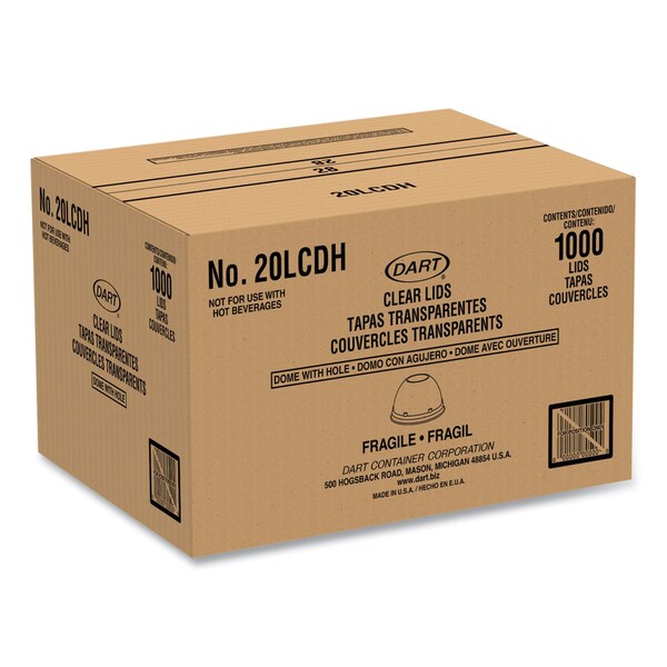 Solo Cappuccino Dome Sipper Lids, Fits 30 oz to 32 oz, Clear, 1000PK - 20LCDH