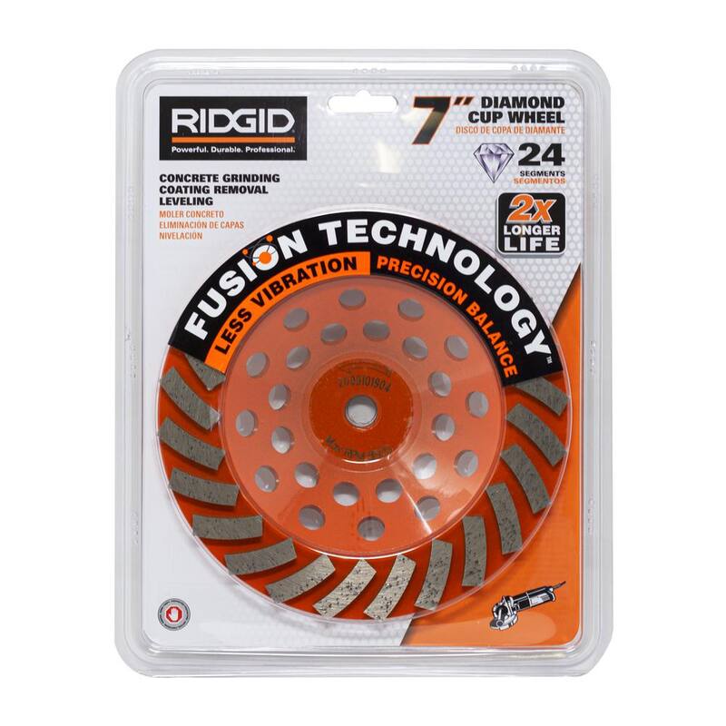 Disco de molienda de copa turbo de 24 segmentos de 7 pulgadas de RIDGID - Accesorio de herramienta eléctrica