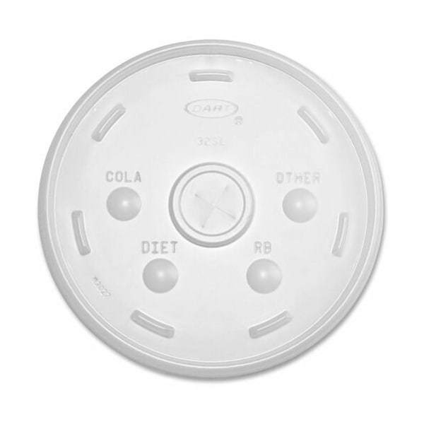 Dart Container Lids, f/Hot/ColdFoamCups, Straw/Slotted, Lrg, TLT, 10PK - DCC32SL1