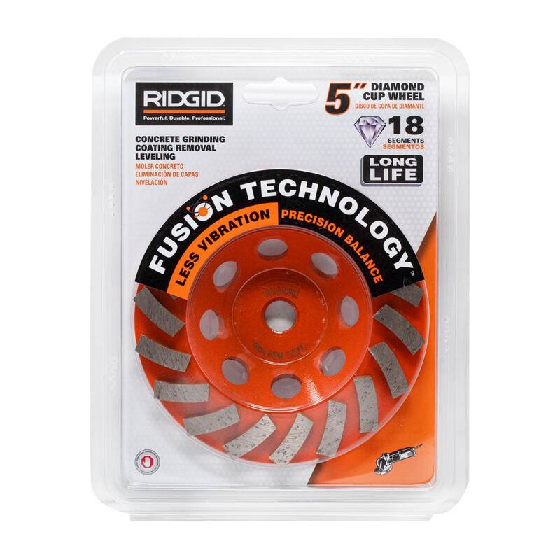 Rueda de esmerilado de taza turbo de 18 segmentos de 5 pulgadas de RIDGID - Accesorio para herramienta eléctrica