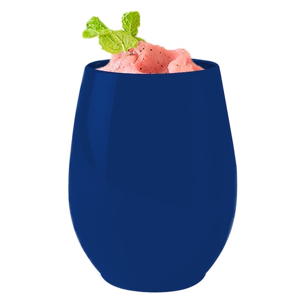 Smarty Had A Party 12 oz Solid Navy Elegant Stemless Plastic Wine Glasses 64 Glasses, 64PK - 3712-NV-CASE