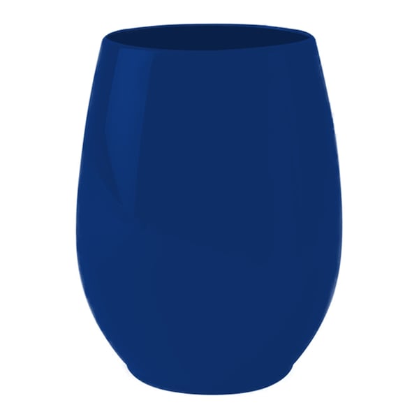 Smarty Had A Party 12 oz Solid Navy Elegant Stemless Plastic Wine Glasses 64 Glasses, 64PK - 3712-NV-CASE