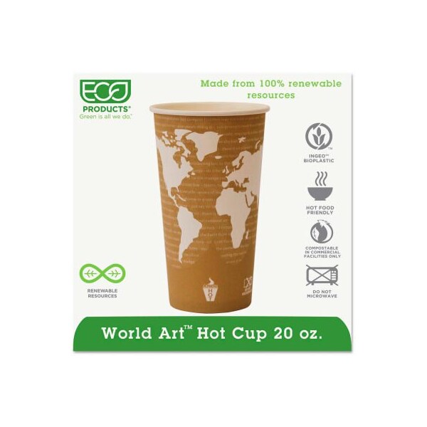 Eco-Products Eco-Products World Art Renewable Resource Hot Drink Cups, 20 oz, Tan, 1000/Carton - EP-BHC20-WA