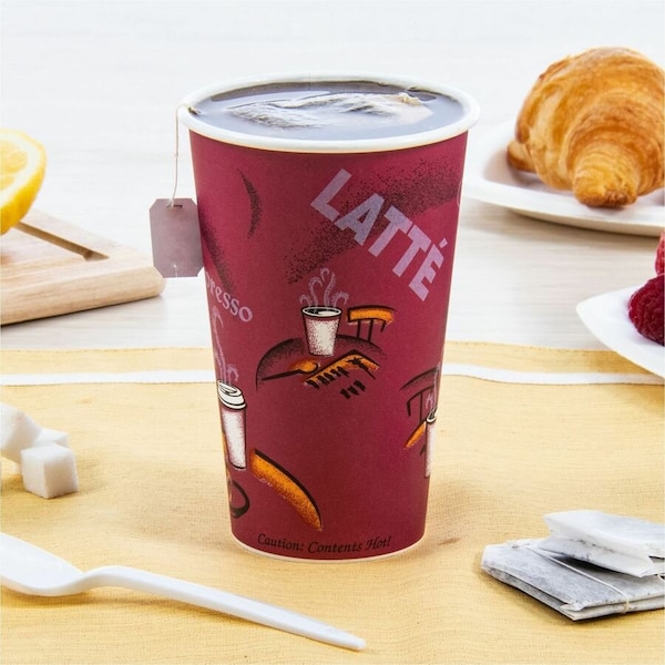 Solo Paper Hot Cups, 16 oz, Bistro Design, 300PK - OF16BI0041