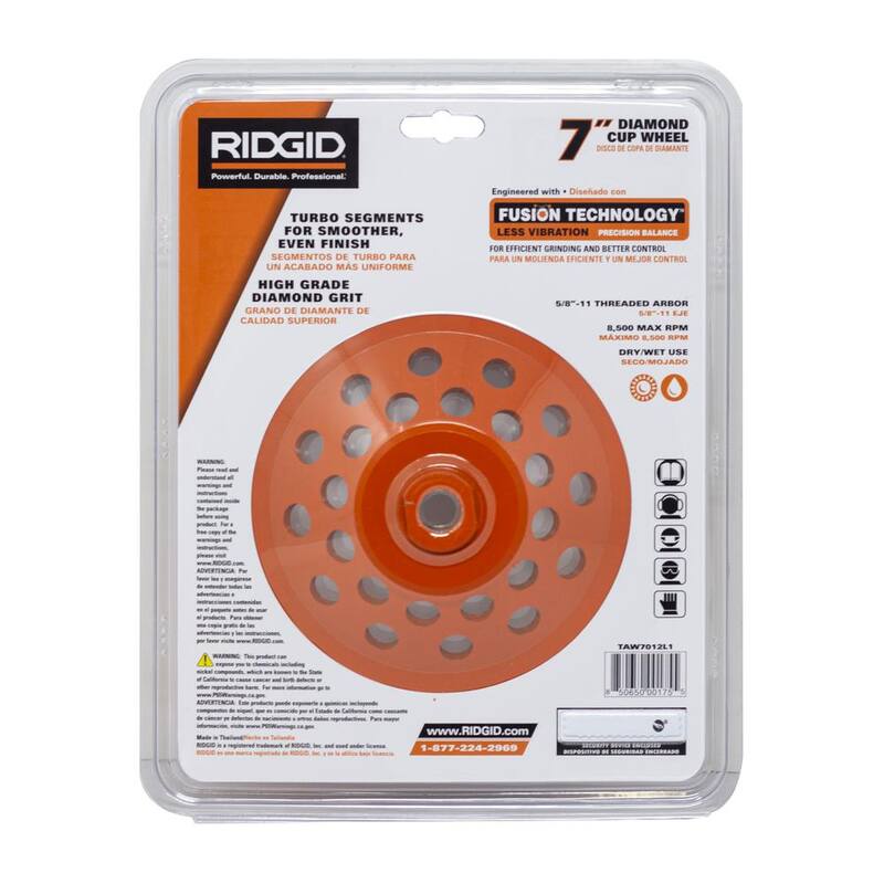 RIDGID 7 pulgadas 12 Segmento Copa de Molienda Turbo Rueda - HD-TAW7012L1