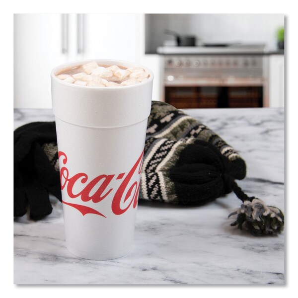 Dart Coca-Cola Foam Cups, 24 oz, White/Red, 500PK - 24J16C