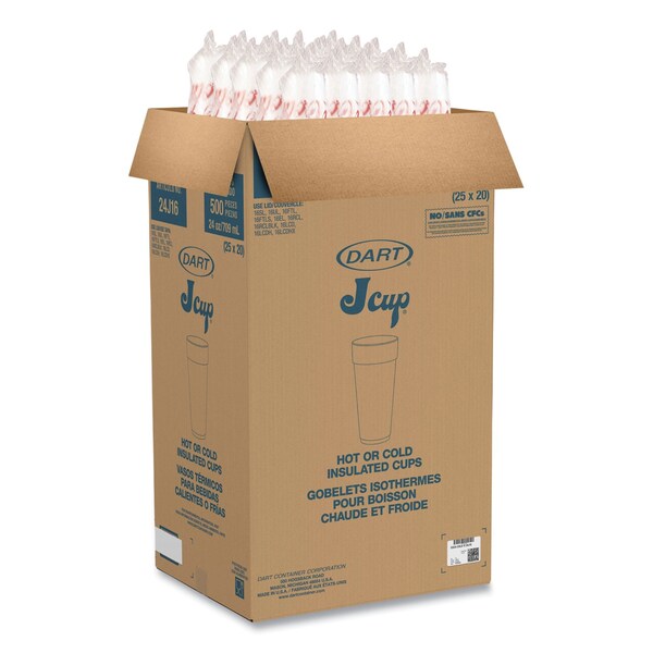 Dart Coca-Cola Foam Cups, 24 oz, White/Red, 500PK - 24J16C