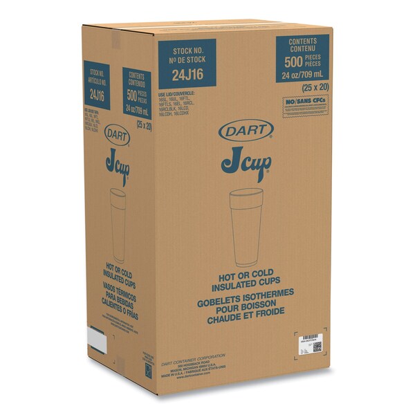 Dart Coca-Cola Foam Cups, 24 oz, White/Red, 500PK - 24J16C