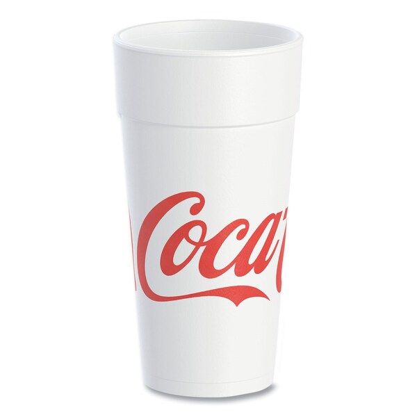 Dart Coca-Cola Foam Cups, 24 oz, White/Red, 500PK - 24J16C