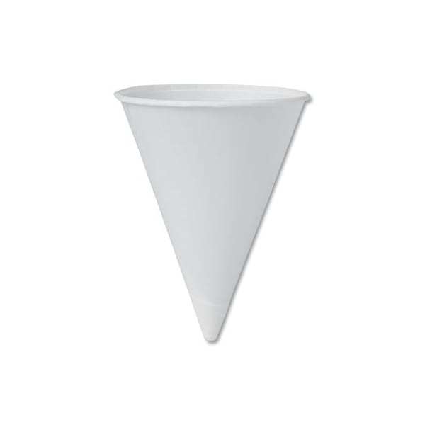 Dart Cone Water Cups, Paper, 4.25oz, Rolled Rim, White, 5000/carton, PK5000 - 42R2050