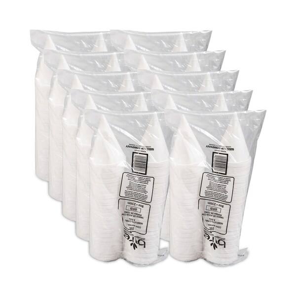 Solo Cone Water Cups, ProPlanet Seal, Cold, Paper, 8 oz, White, 2500PK - 8RB-2050