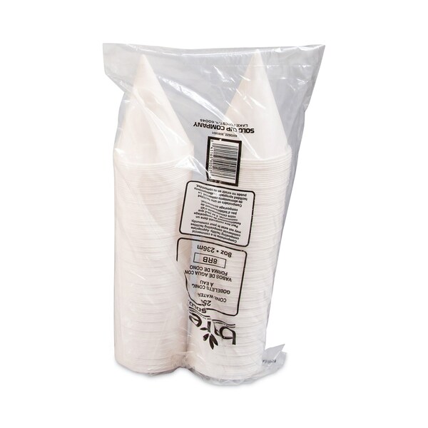 Solo Cone Water Cups, ProPlanet Seal, Cold, Paper, 8 oz, White, 2500PK - 8RB-2050
