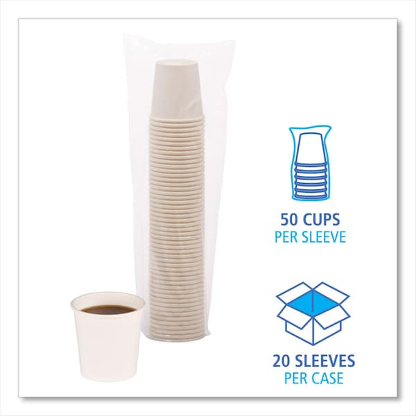 Zoro Select Paper Hot Cups, 4 oz, White, PK1000 - BWKWHT4HCUP
