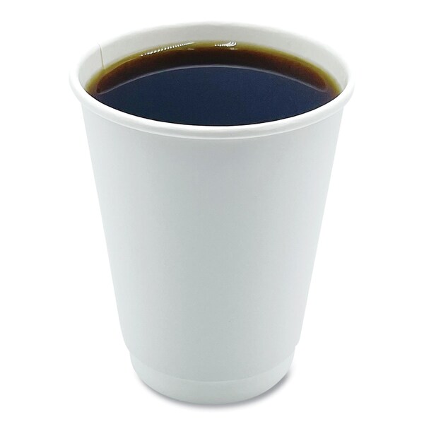 Boardwalk Paper Hot Cups, Double-Walled, 12 oz, White, 500PK - BWKDW12HCUP