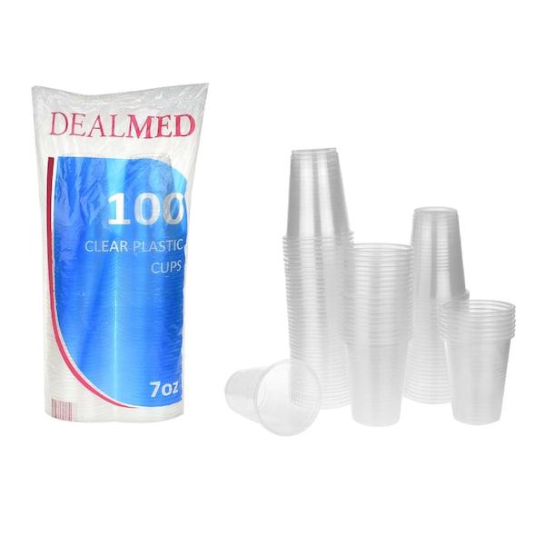 Dealmed Disposable Clear Plastic Cups, 7 Oz, 100 Ct, 25/Cs, 2500PK - 781037