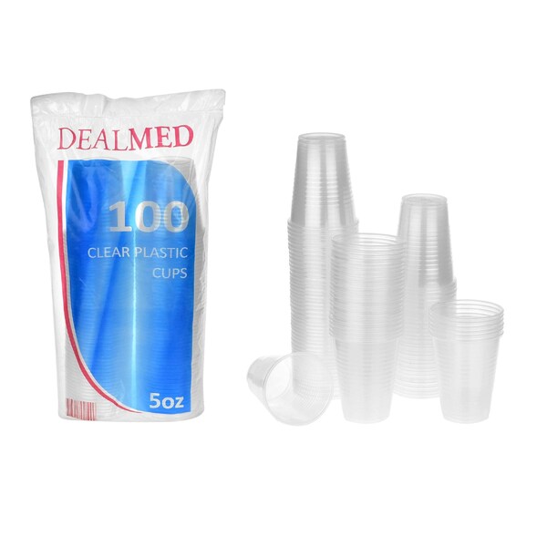 Dealmed Disposable Clear Plastic Cups, 5 Oz, 100 Ct, 25/Cs, 2500PK - 781035