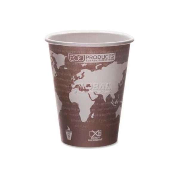 Eco-Products Eco-Products Hot Paper Cups, World Art, 8 Oz., Plant-Based Resin Inner Lining, 50/Pack, Maroon - ECOEPBHC8WA