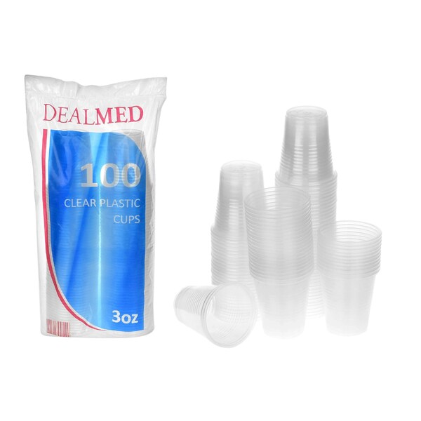 Dealmed Disposable Clear Plastic Cups, 3 Oz, 100 Ct, 25/Cs, 2500PK - 781033
