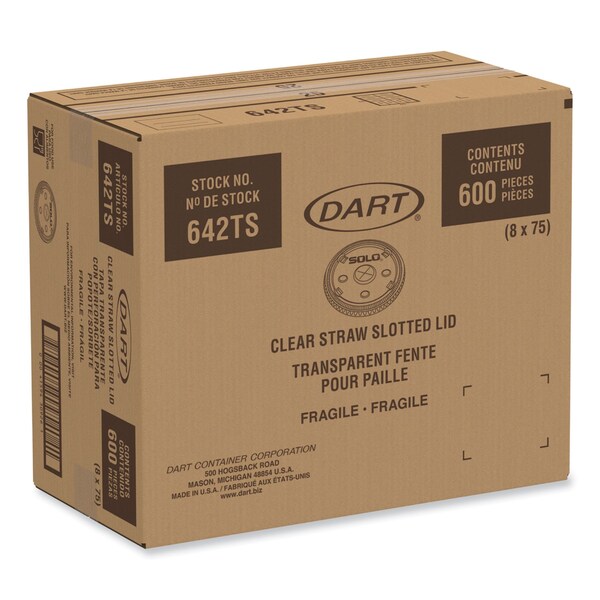 Dart Plastic Cold Cup Lids, Fits 32 oz to 44 oz Cups, Clear, 600PK - 642TS