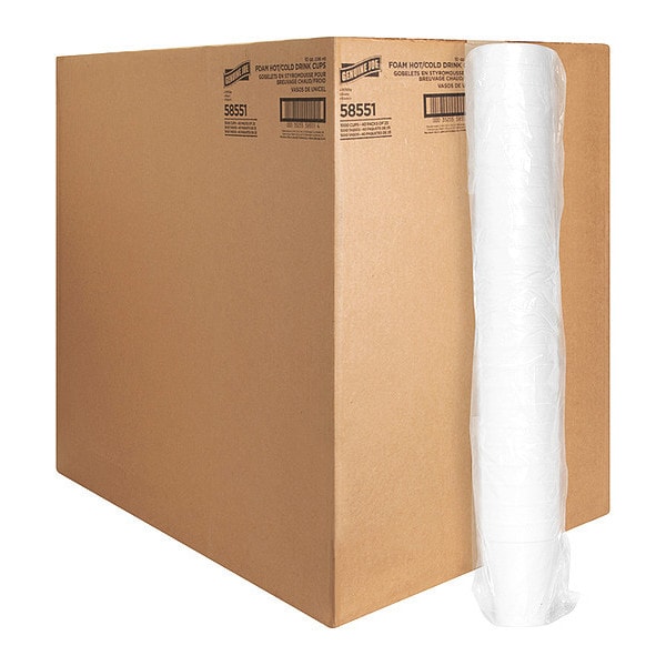 Genuine Joe Hot/Cold Foam Cups, 10 Fl Oz, Wht, PK1000 - GJO58551
