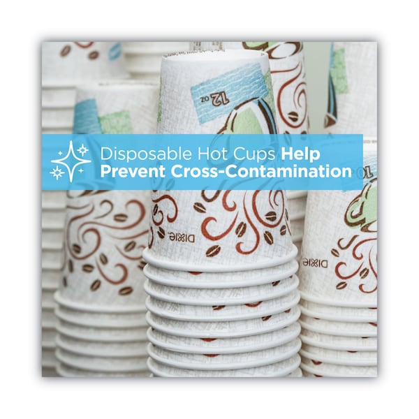 Dixie PerfecTouch Paper Hot Cups and Lids Combo, 12 oz, Coffee Haze Design, PK300 - DIX 5342COMBO600