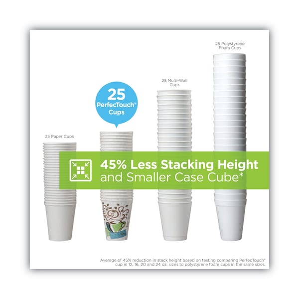 Dixie PerfecTouch Paper Hot Cups and Lids Combo, 12 oz, Coffee Haze Design, PK300 - DIX 5342COMBO600