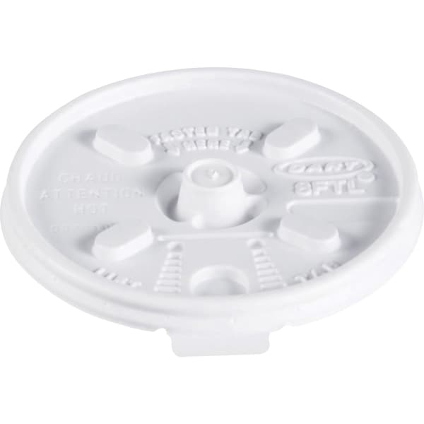 Dart Lid for 8 oz. Hot Cup, Flat, Lock Back Tear Tab, White, Pk1000 - 8FTL