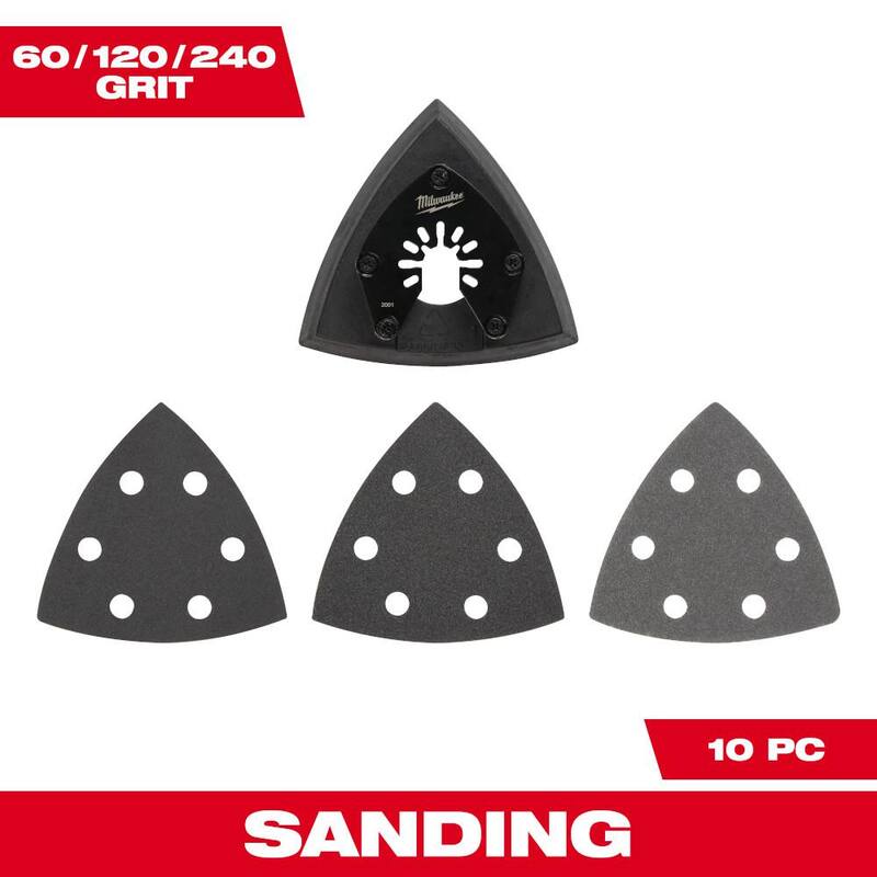 Juego de accesorios para lijar con lijadora oscilante de papel de lija de 3-1/2 pulgadas de Milwaukee (10 piezas) - 49-25-2009
