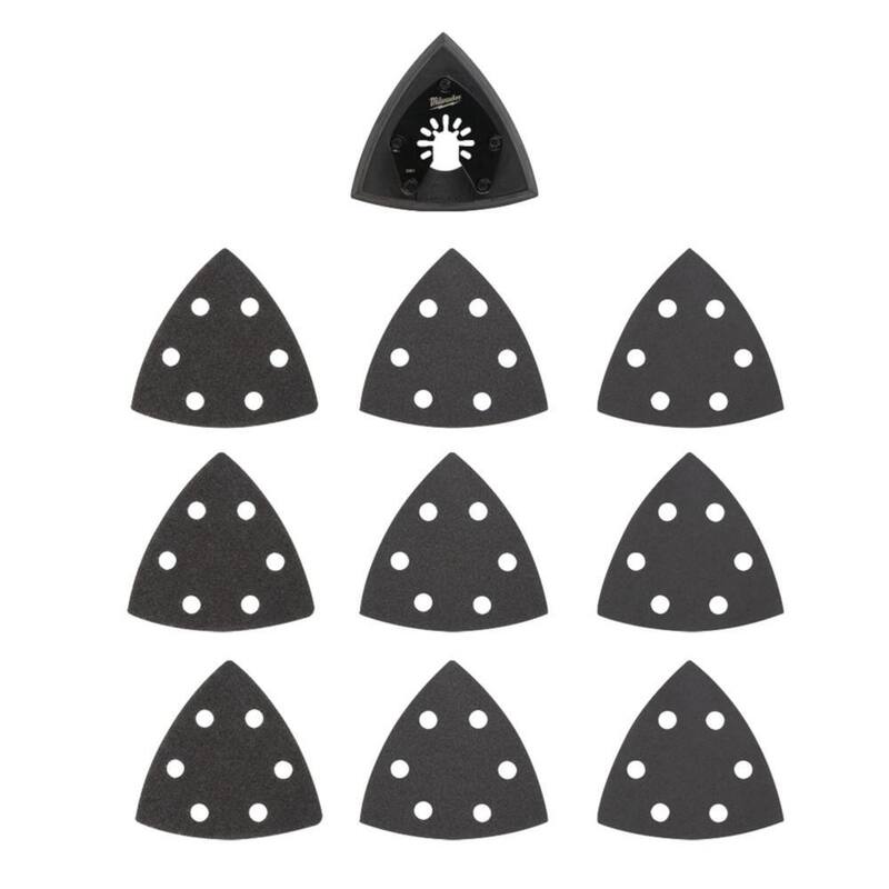 Juego de accesorios para lijar con lijadora oscilante de papel de lija de 3-1/2 pulgadas de Milwaukee (10 piezas) - 49-25-2009