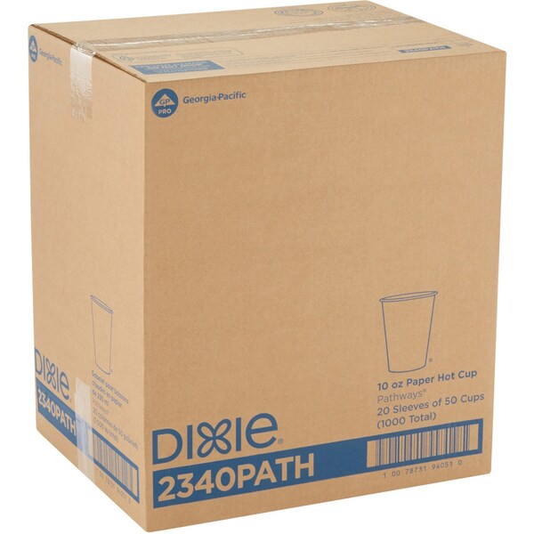 Dixie Disposable Hot cup 10 oz. White, Paper, Pk1000 - 2340PATH