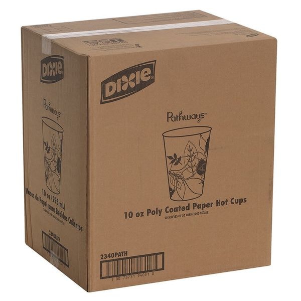 Dixie Disposable Hot cup 10 oz. White, Paper, Pk1000 - 2340PATH