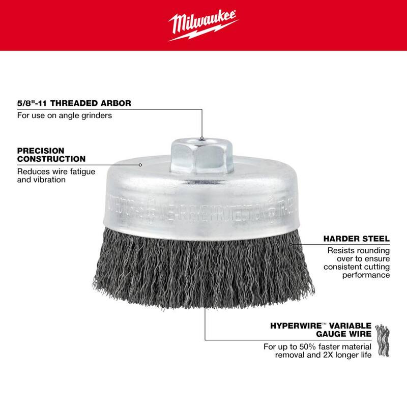 Cepillo de Copa de Alambre de Acero al Carbono de 3 pulgadas Milwaukee - 48-52-5060