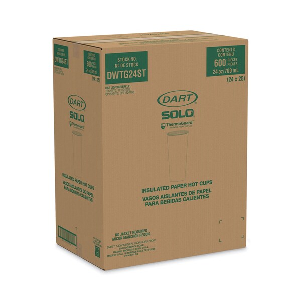 Solo Thermoguard Insulated Paper Hot Cups, 24 oz, Steam Print, 600PK - DWTG24ST