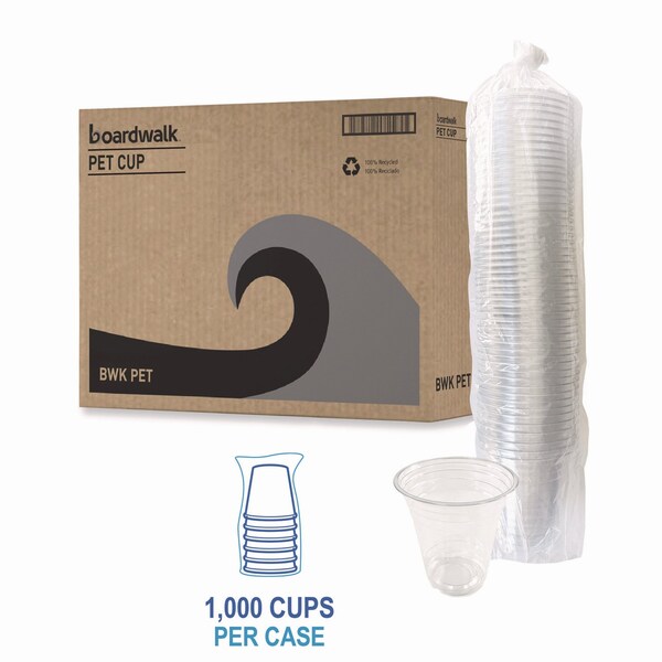 Boardwalk Clear Plastic Cold Cups, Squat, 12 oz, PET, 1000PK - BWKPET12S