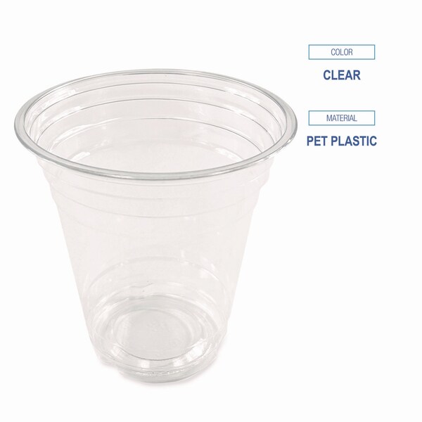 Boardwalk Clear Plastic Cold Cups, Squat, 12 oz, PET, 1000PK - BWKPET12S