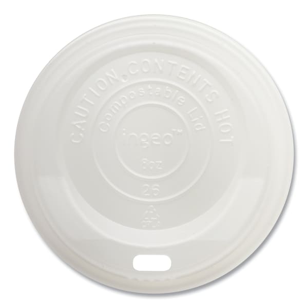 World Centric PLA Lids for Hot Cups, Fits 8 oz Cups, White, 1000PK - CULCS8