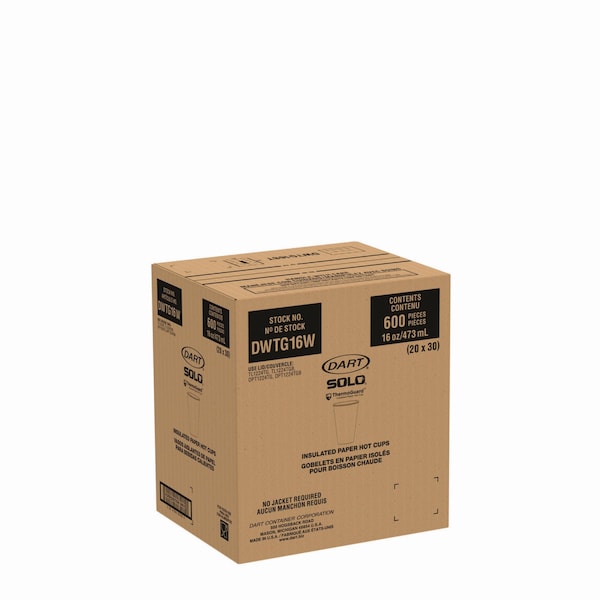 Solo Thermoguard Insulated Paper Hot Cups, 16 oz, White Sustainable Forest Print, 600PK - DWTG16W