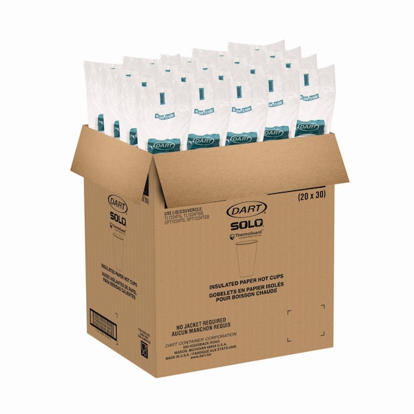 Solo Thermoguard Insulated Paper Hot Cups, 16 oz, White Sustainable Forest Print, 600PK - DWTG16W
