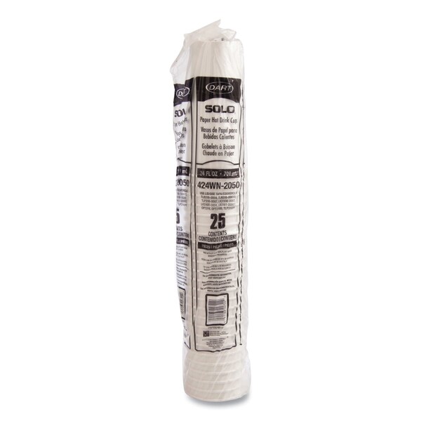 Solo Single-Sided Poly Paper Hot Cups, 24 oz, White, 500PK - 424WN-2050