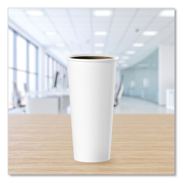 Solo Single-Sided Poly Paper Hot Cups, 24 oz, White, 500PK - 424WN-2050