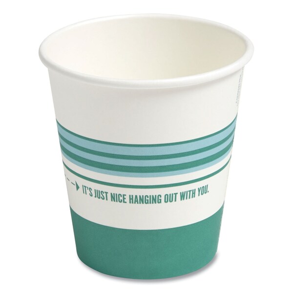 Perk Paper Hot Cups, 10 oz, White/Teal, 50PK - PK54366