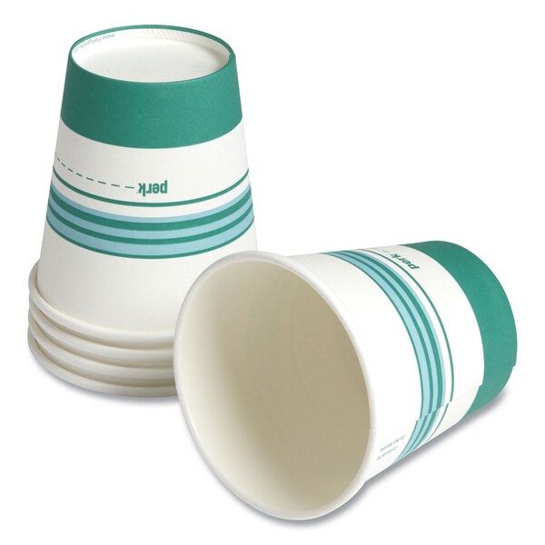 Perk Paper Hot Cups, 10 oz, White/Teal, 50PK - PK54366