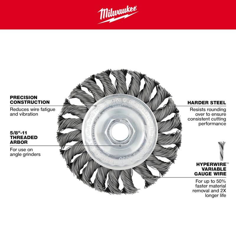 Rueda de alambre trenzado completo de acero al carbono de 4 pulgadas de Milwaukee - 48-52-5030